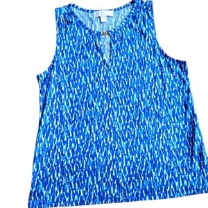 Michael Kors Blue Patterned Top With Keyhole Opening. 1 Flaw!